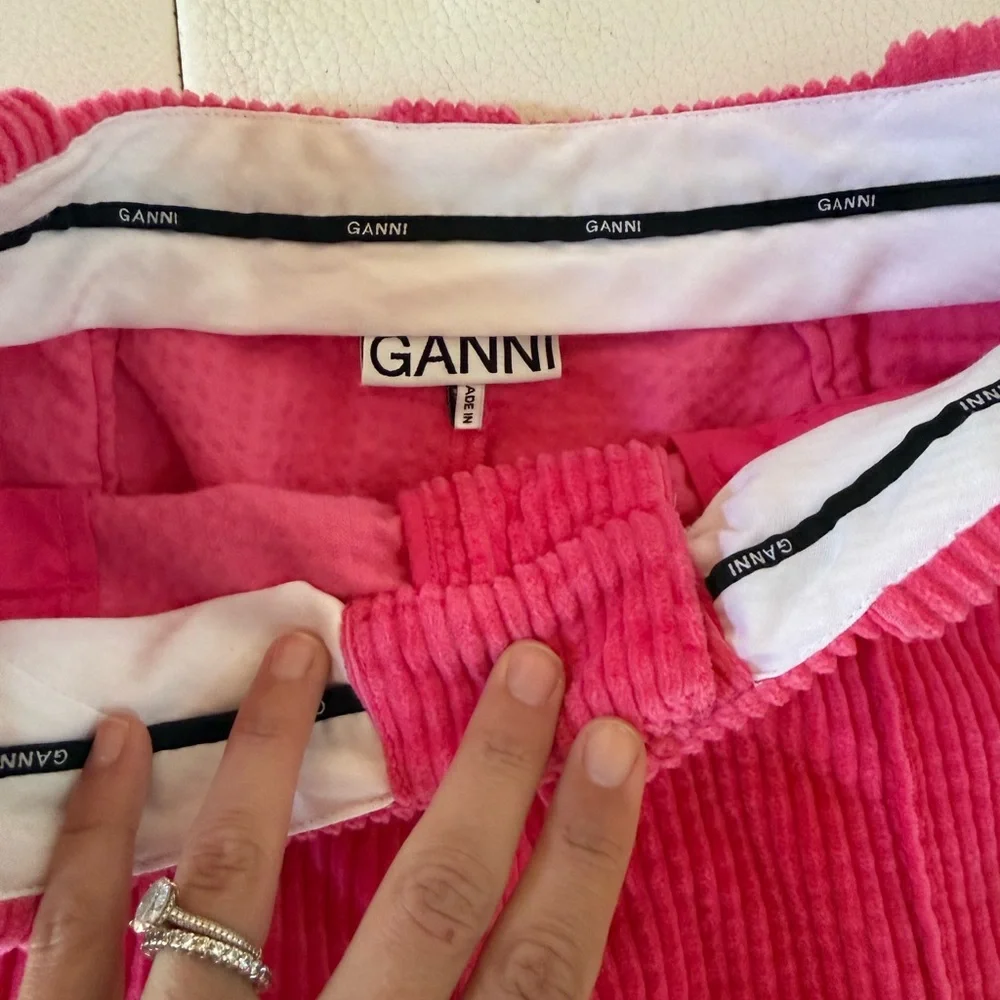 Ganni Hot Pink Corduroy Flared Pants - Picture 3 of 3